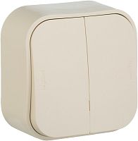 Переключатель накладной Legrand Quteo 2-кл. проходной слоновая кость картинка